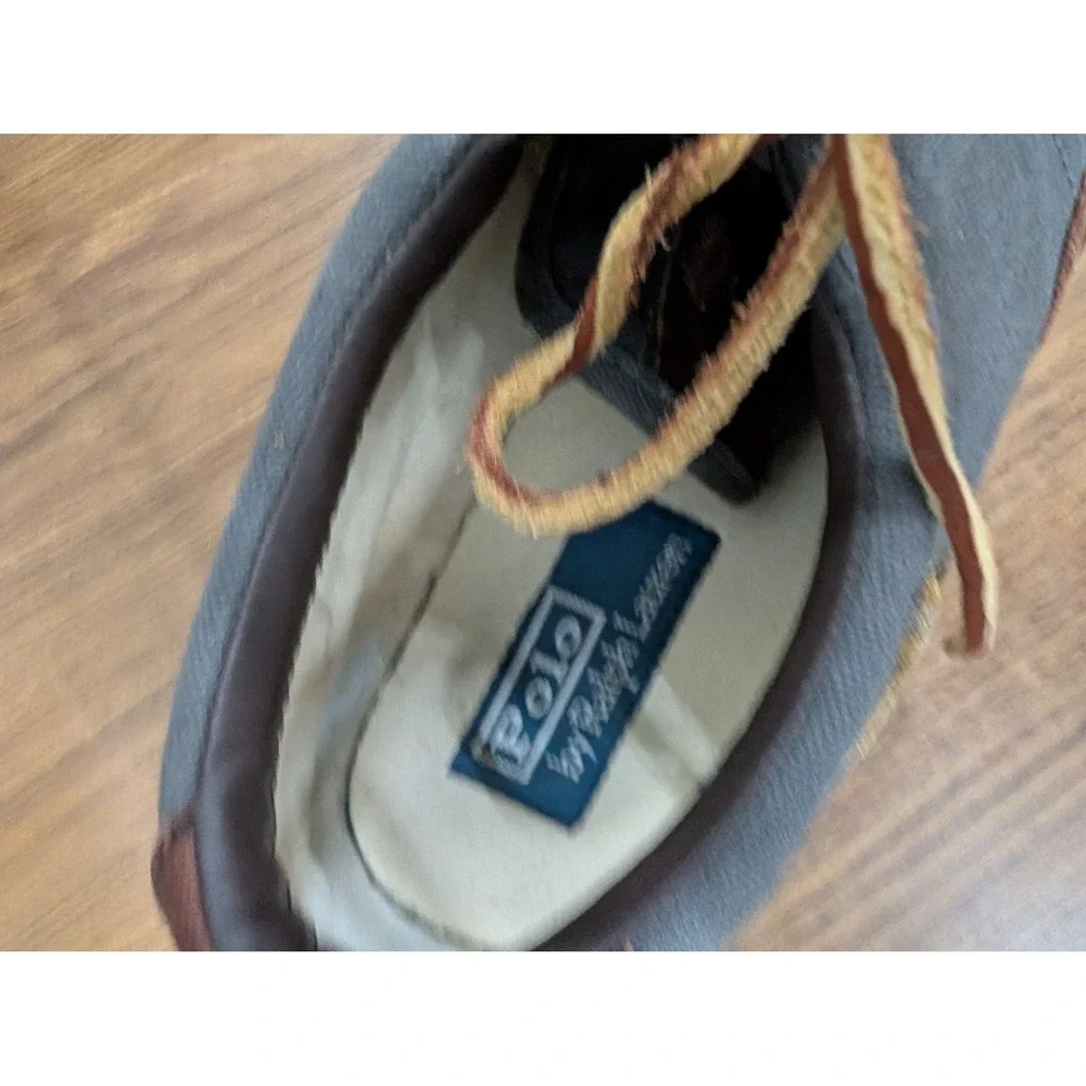 Polo Ralph Lauren Men's Vance Side Lace Blue Canvas Leather Boat Shoes- 8